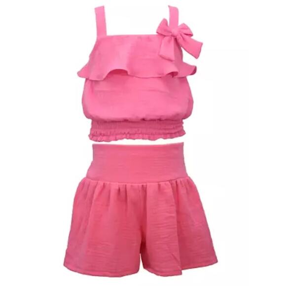 Bonnie Jean Gauze Smocked Short Set – Pink | Toddler Girl 2T - Picture 1 of 5